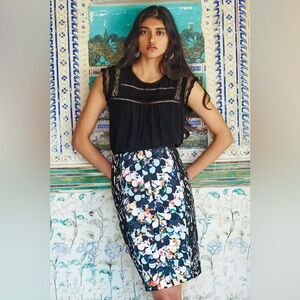 NWOT Beguile by Byron Lars Anthropologie Collab - Textured Skirt - Black Size 6